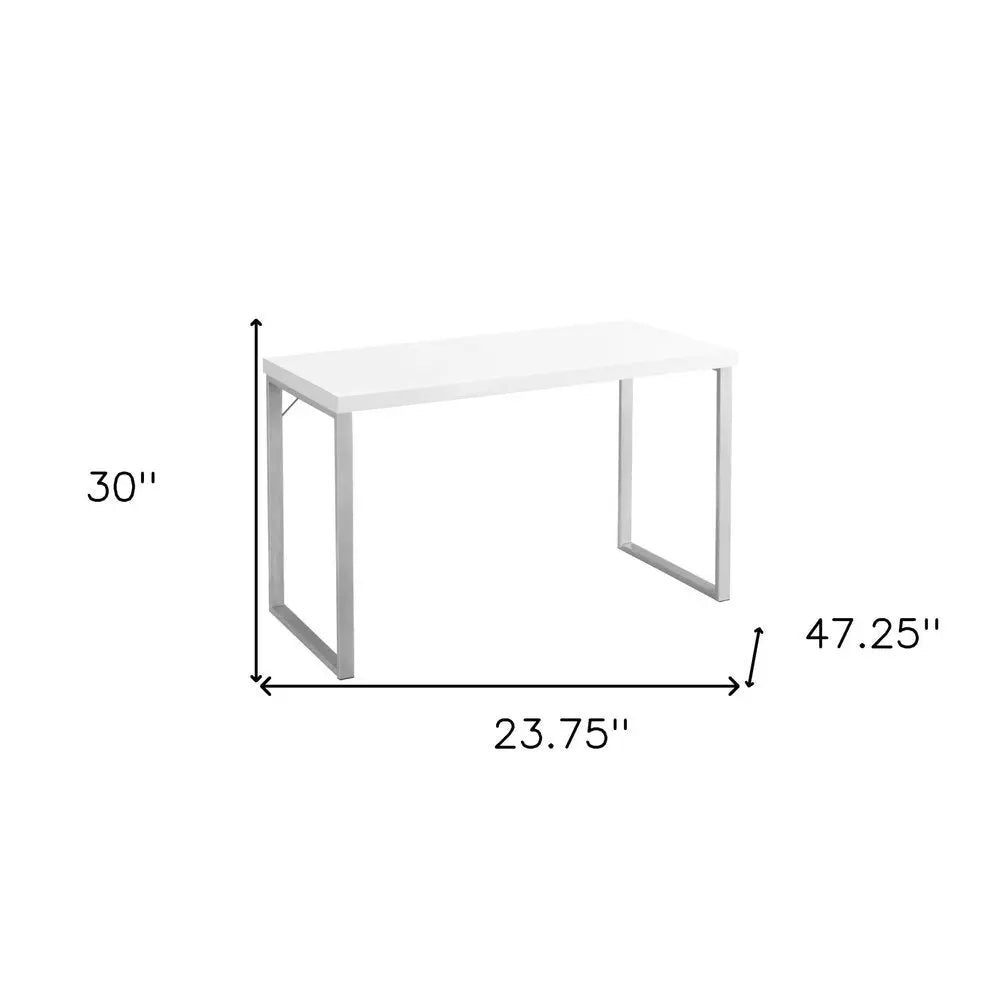 24" White and Silver Computer Desk - NOBLE HOME INTERIORS