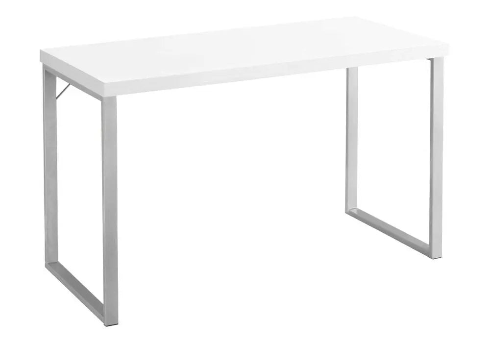 24" White and Silver Computer Desk - NOBLE HOME INTERIORS