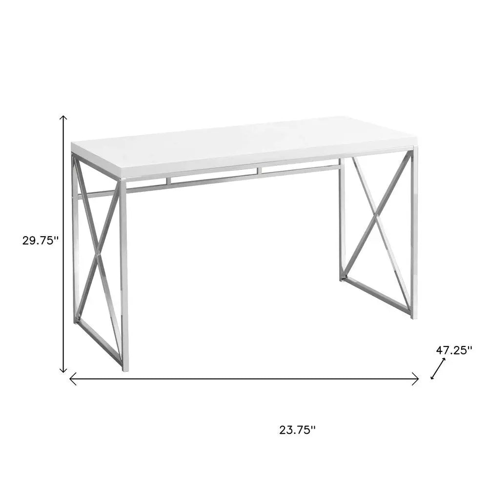 24" White and Silver Computer Desk - NOBLE HOME INTERIORS