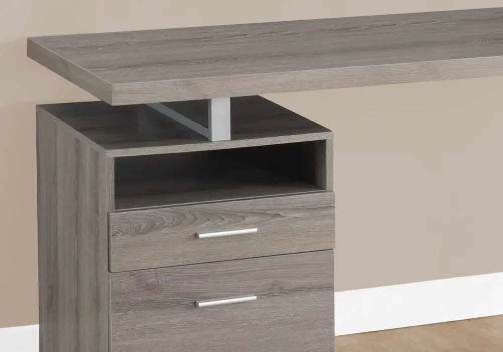 24" White and Silver Computer Desk With Two Drawers - NOBLE HOME INTERIORS