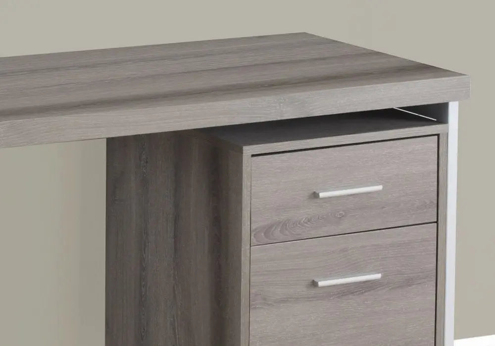 24" White and Silver Computer Desk With Two Drawers - NOBLE HOME INTERIORS