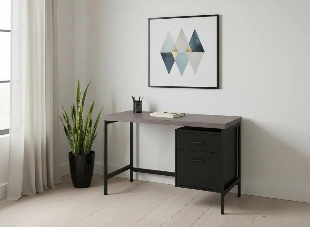 24" White and Silver Computer Desk With Two Drawers - NOBLE HOME INTERIORS