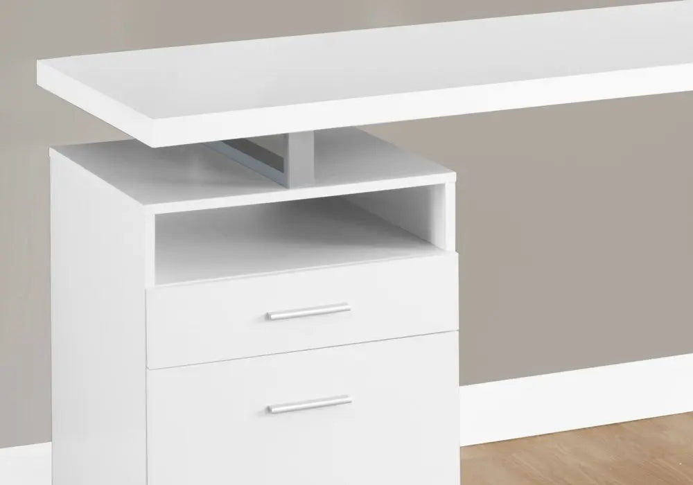 24" White and Silver Computer Desk With Two Drawers - NOBLE HOME INTERIORS