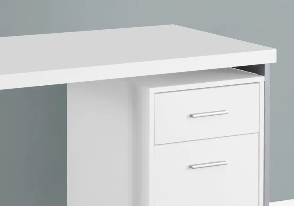 24" White and Silver Computer Desk With Two Drawers - NOBLE HOME INTERIORS