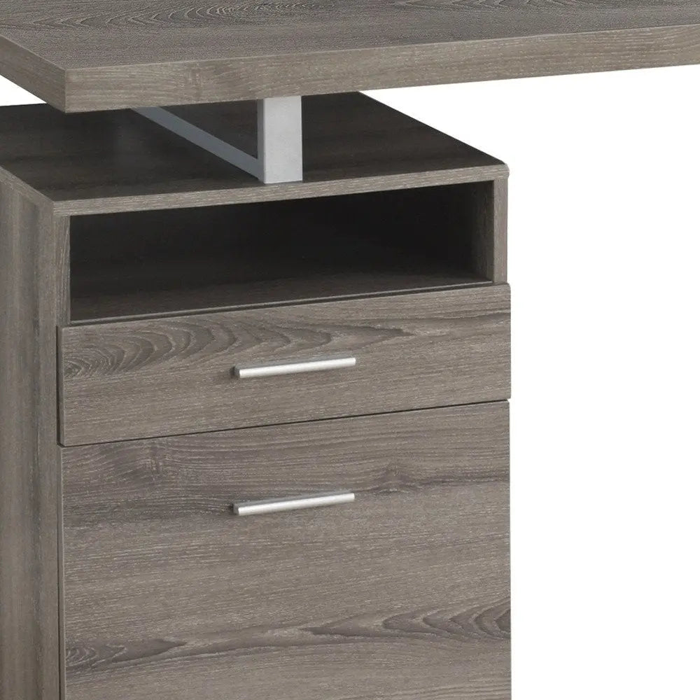 24" White and Silver Computer Desk With Two Drawers - NOBLE HOME INTERIORS
