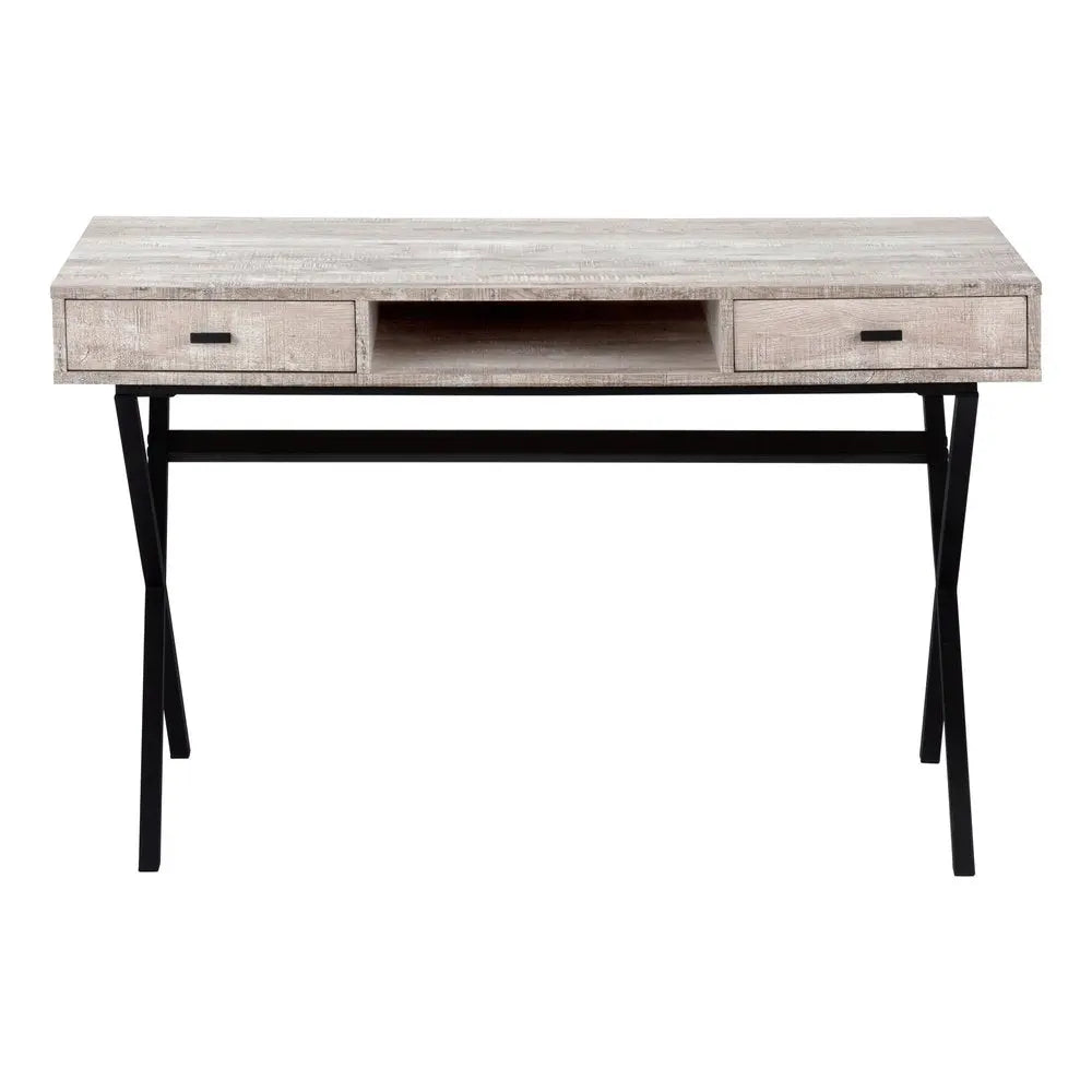 24" White and Silver Computer Desk With Two Drawers - NOBLE HOME INTERIORS