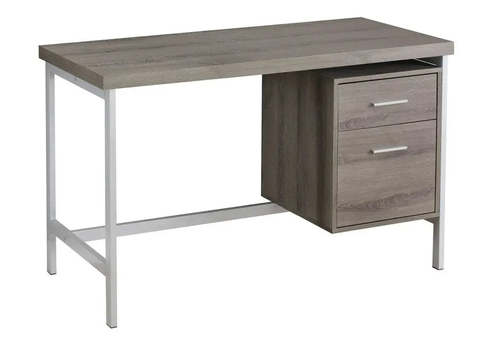 24" White and Silver Computer Desk With Two Drawers - NOBLE HOME INTERIORS