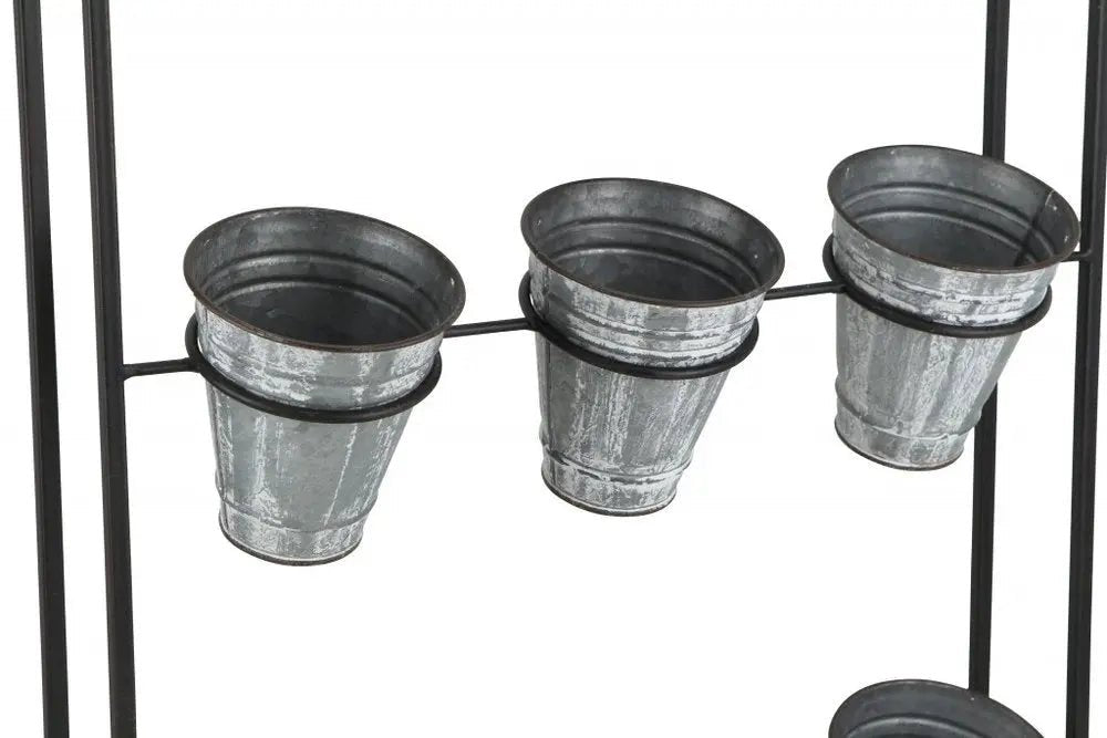 24" X 18" Black And Silver Metal Rectangular Wall Planter - NOBLE HOME INTERIORS