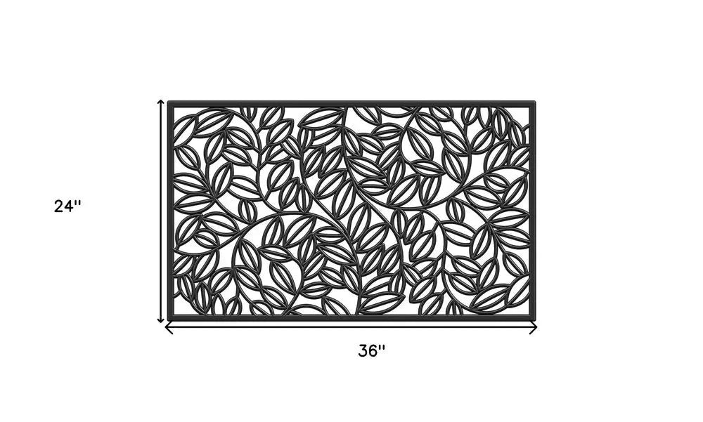 24" X 36" Black Rubber Botanical Leaves Outdoor Door Mat - NOBLE HOME INTERIORS