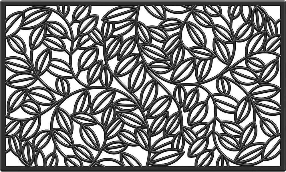 24" X 36" Black Rubber Botanical Leaves Outdoor Door Mat - NOBLE HOME INTERIORS