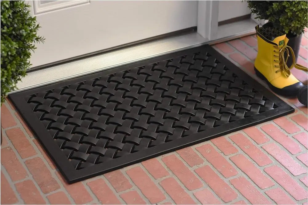 24" X 36" Black Rubber Weave Outdoor Door Mat - NOBLE HOME INTERIORS