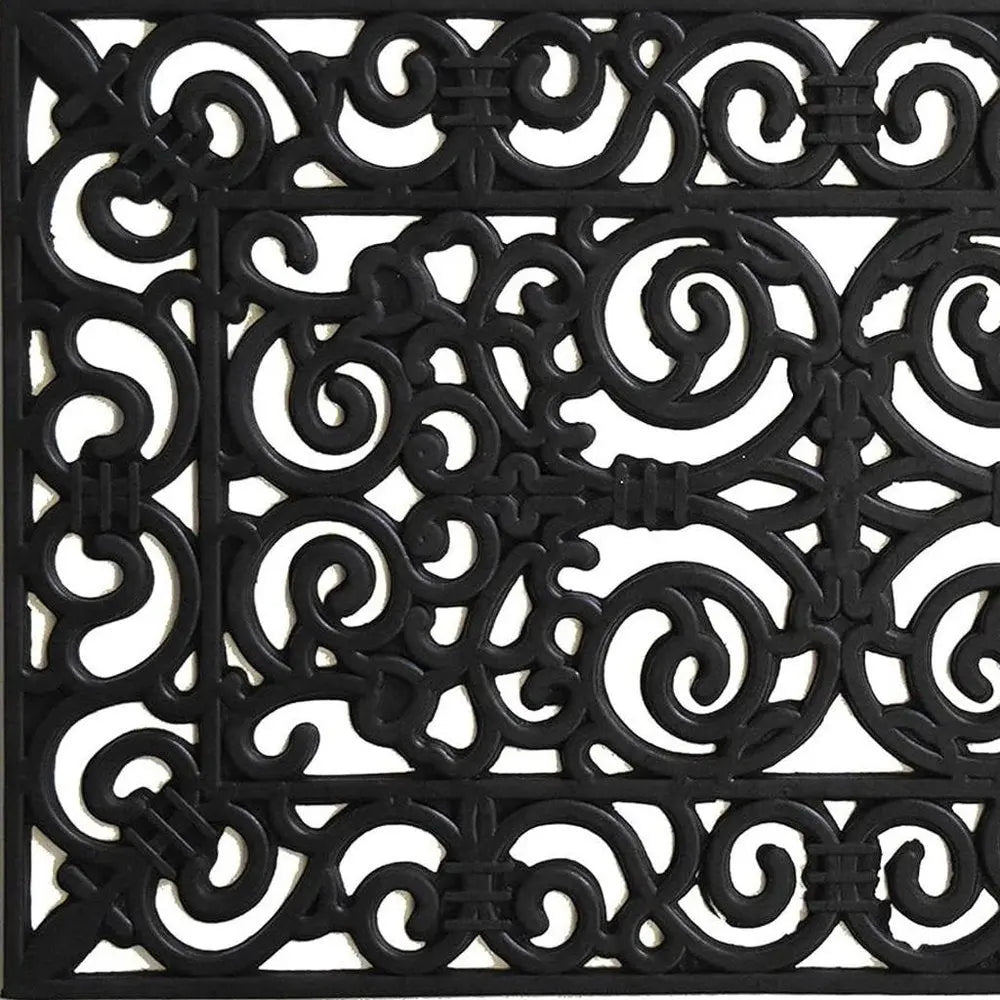24" X 36" Black Scrollwork Outdoor Rubber Door Mat - NOBLE HOME INTERIORS