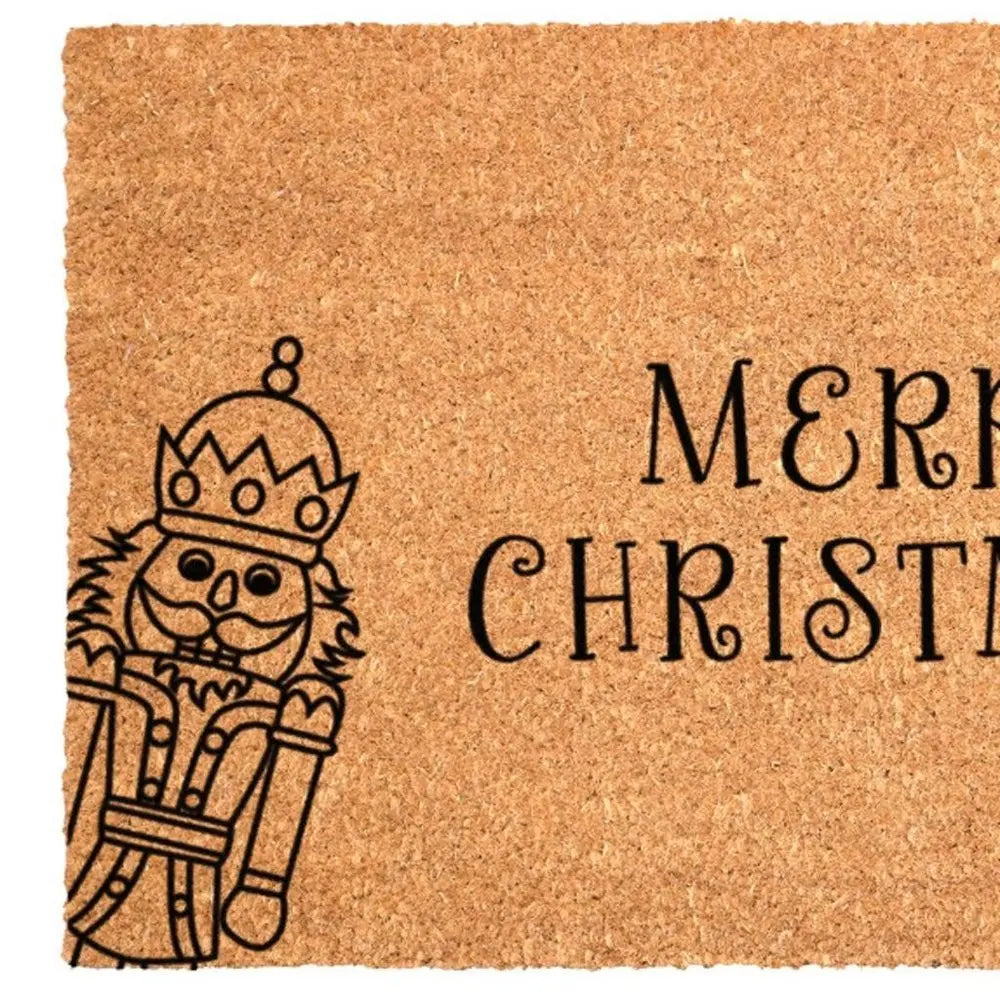 24" X 36" Brown And Black Christmas Merry Christmas Outdoor Coir Door Mat - NOVA HOME FURNITURE