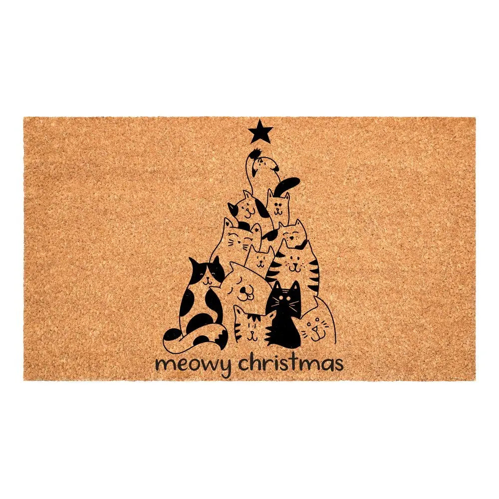24" X 36" Brown And Black Christmas Outdoor Coir Door Mat - NOVA HOME FURNITURE