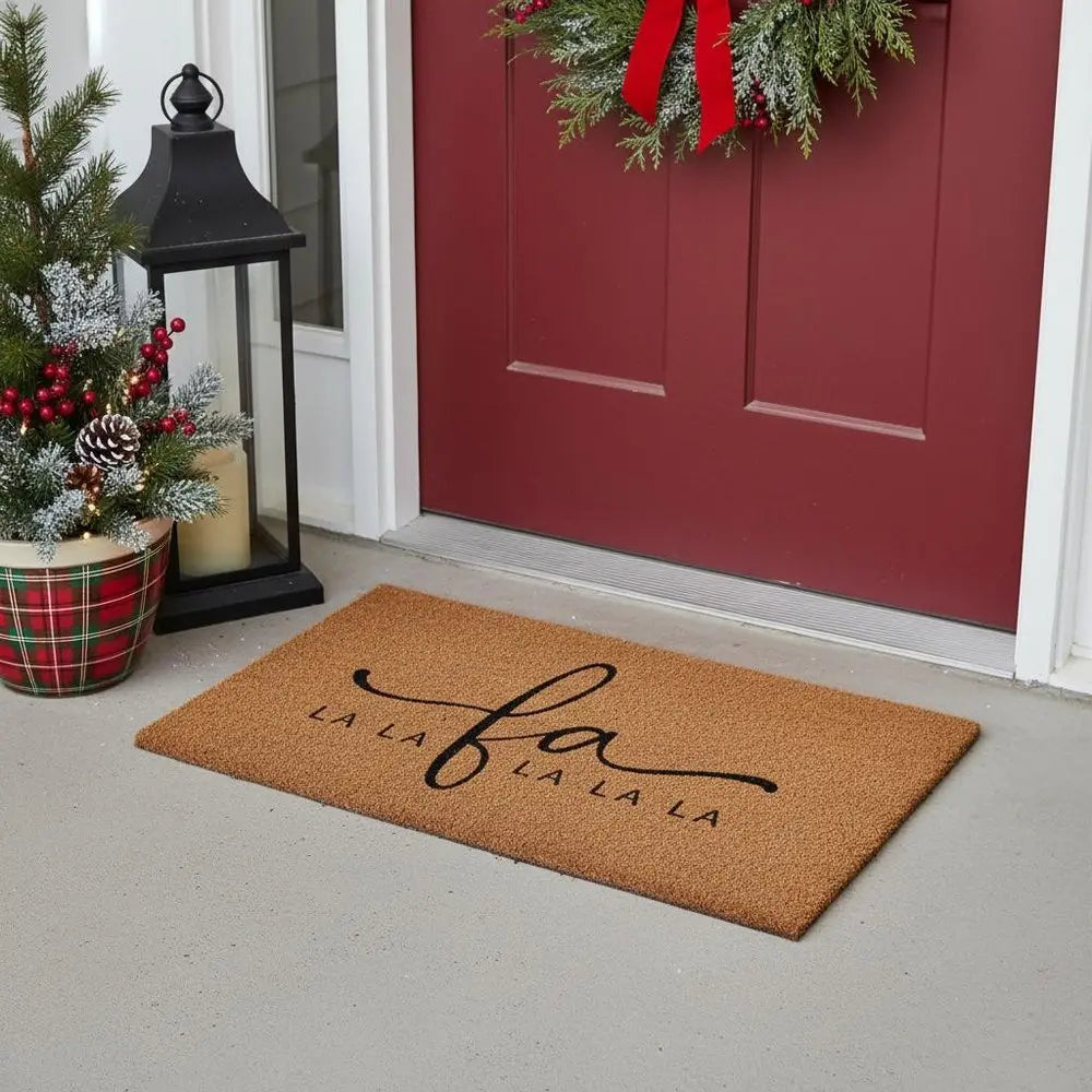 24" X 36" Brown And Black Christmas Outdoor Coir Door Mat - NOVA HOME FURNITURE