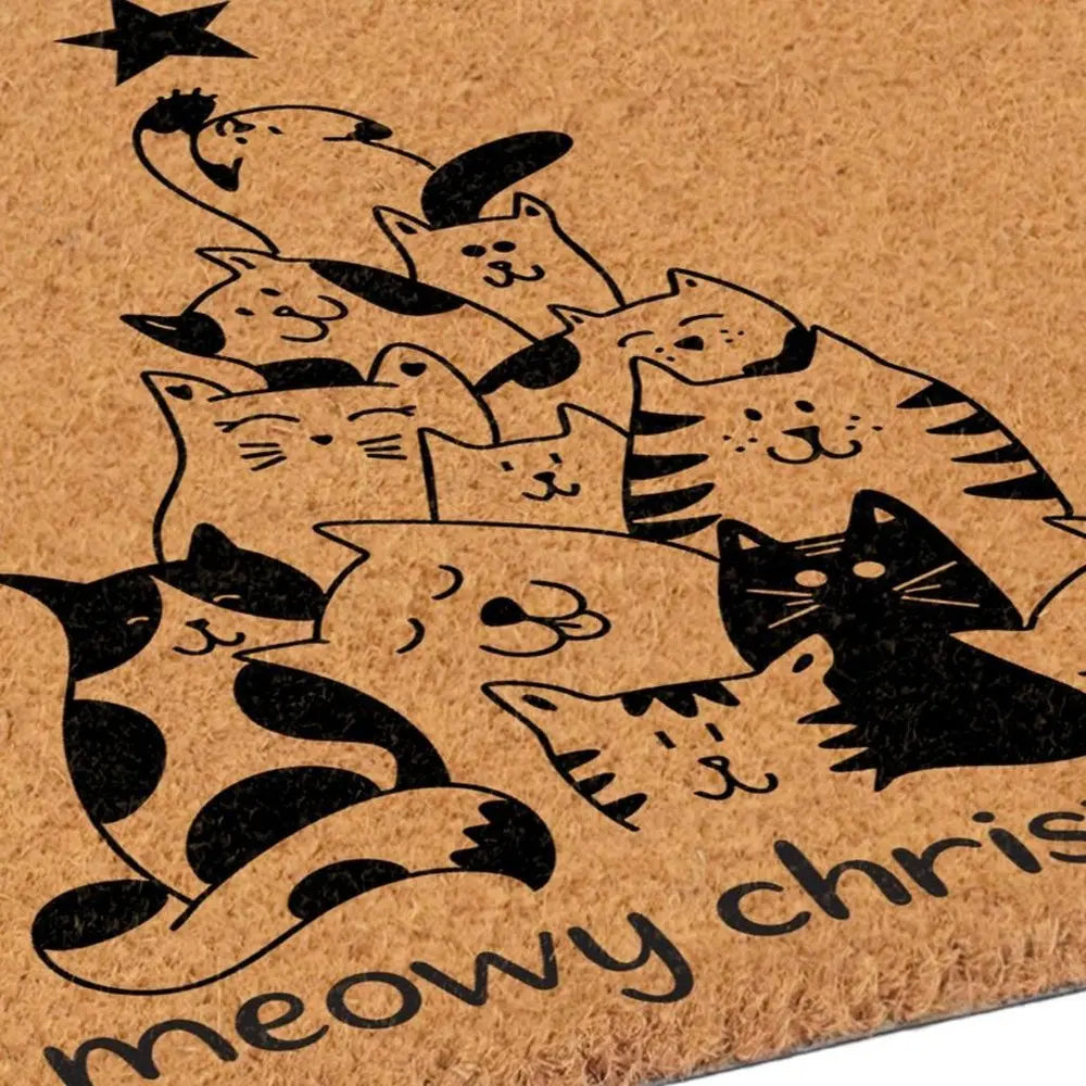 24" X 36" Brown And Black Christmas Outdoor Coir Door Mat - NOVA HOME FURNITURE