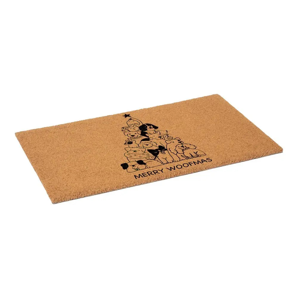 24" X 36" Brown And Black Christmas Outdoor Coir Door Mat - NOVA HOME FURNITURE