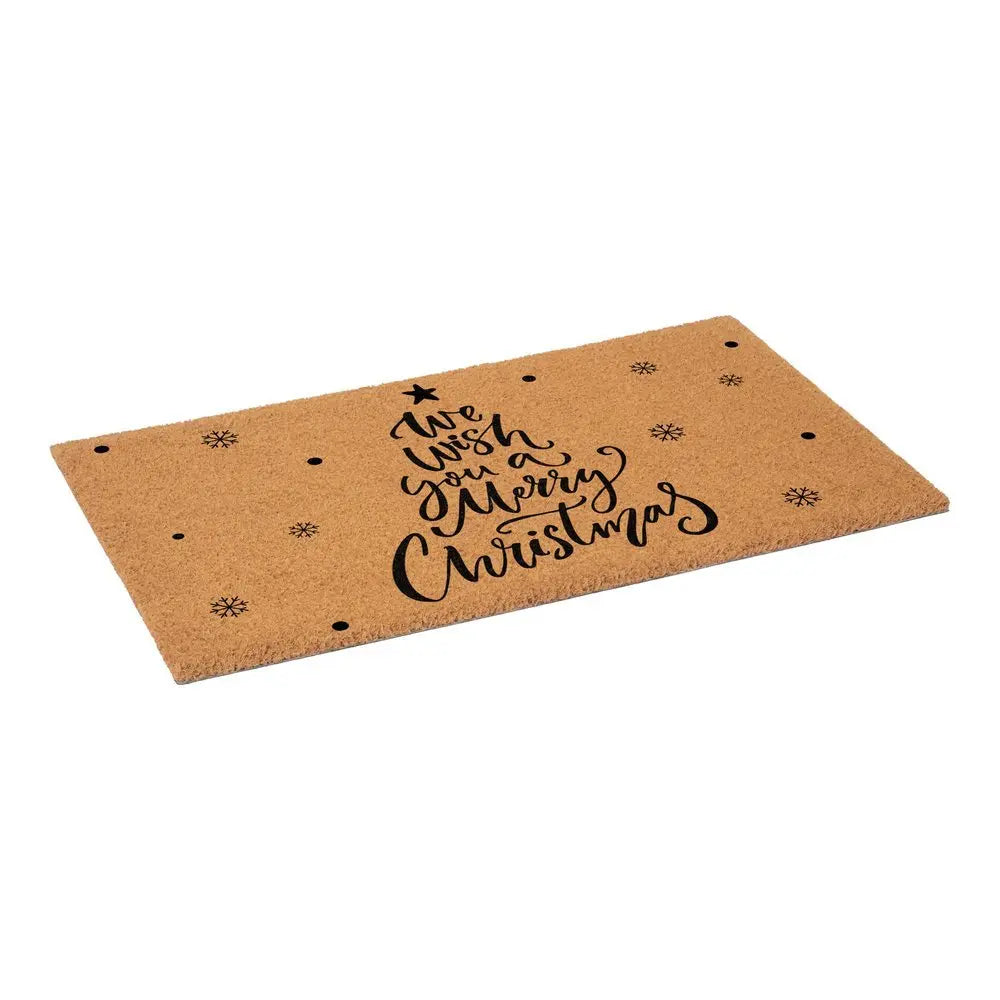 24" X 36" Brown And Black Christmas Outdoor Coir Door Mat - NOVA HOME FURNITURE