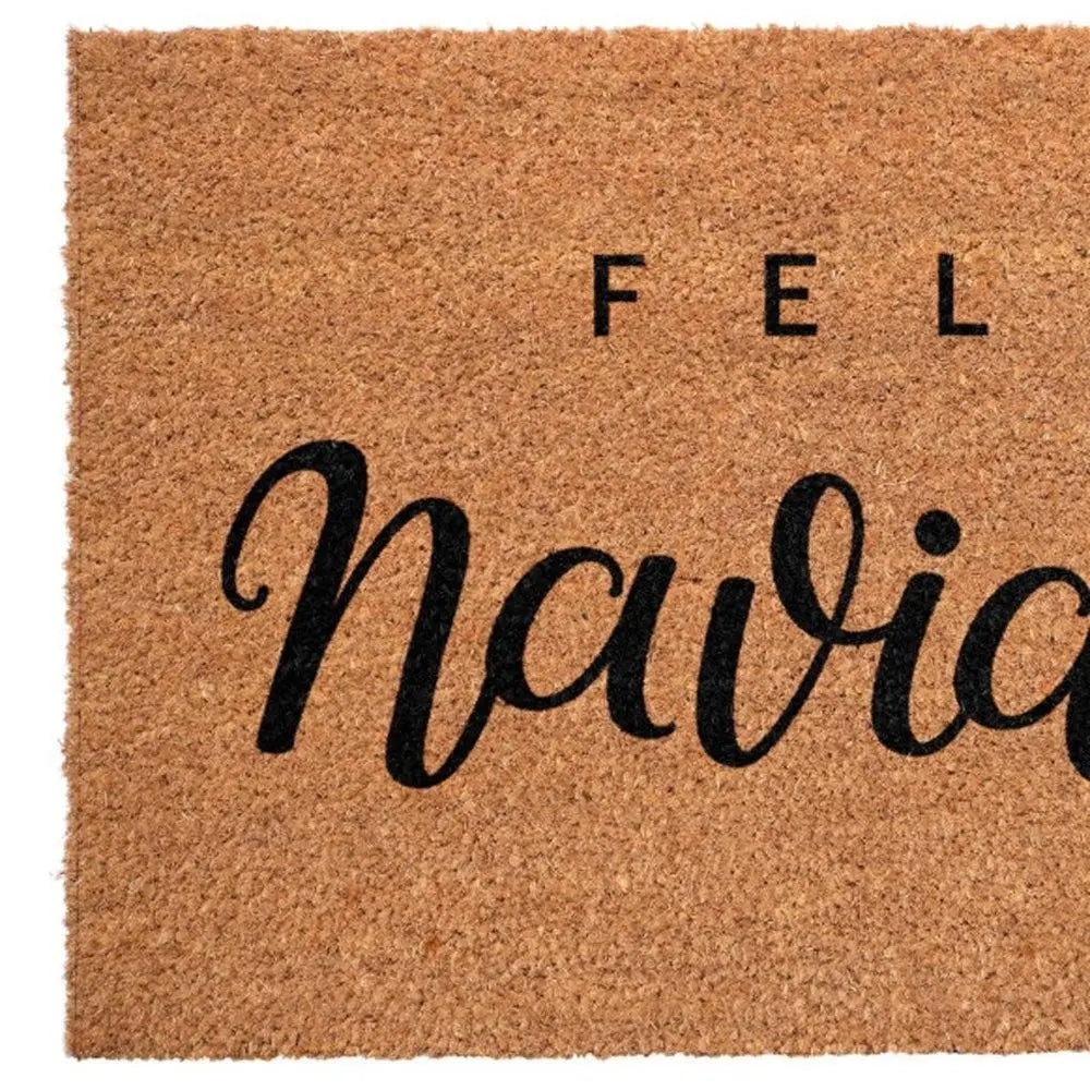 24" X 36" Brown And Black Christmas Outdoor Coir Door Mat - NOVA HOME FURNITURE