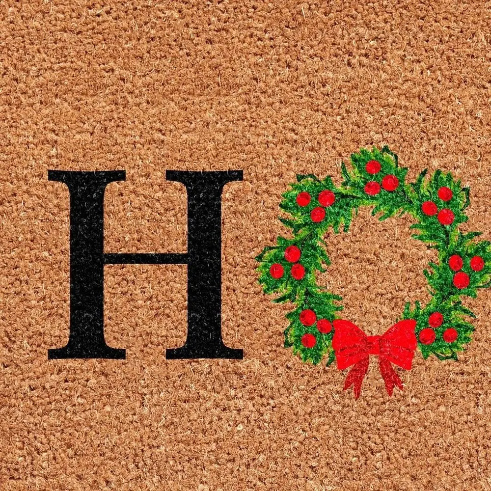 24" X 36" Brown And Green Christmas Home Outdoor Coir Door Mat - NOVA HOME FURNITURE