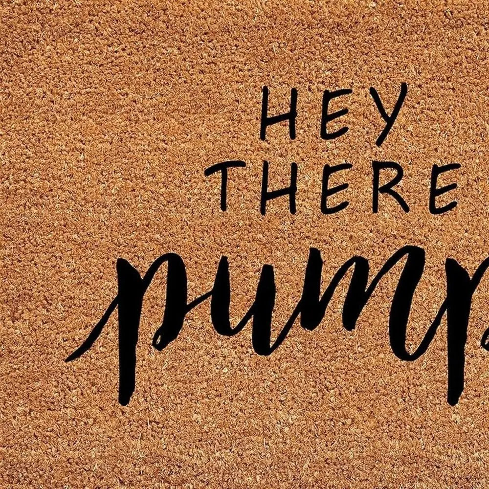 24" X 36" Brown And Natural Fall Hey There Pumpkin Outdoor Coir Door Mat - NOVA HOME FURNITURE