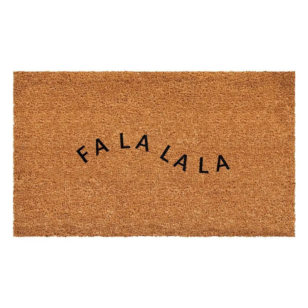 24" X 36" Brown Christmas Fa La La Outdoor Coir Door Mat - NOVA HOME FURNITURE