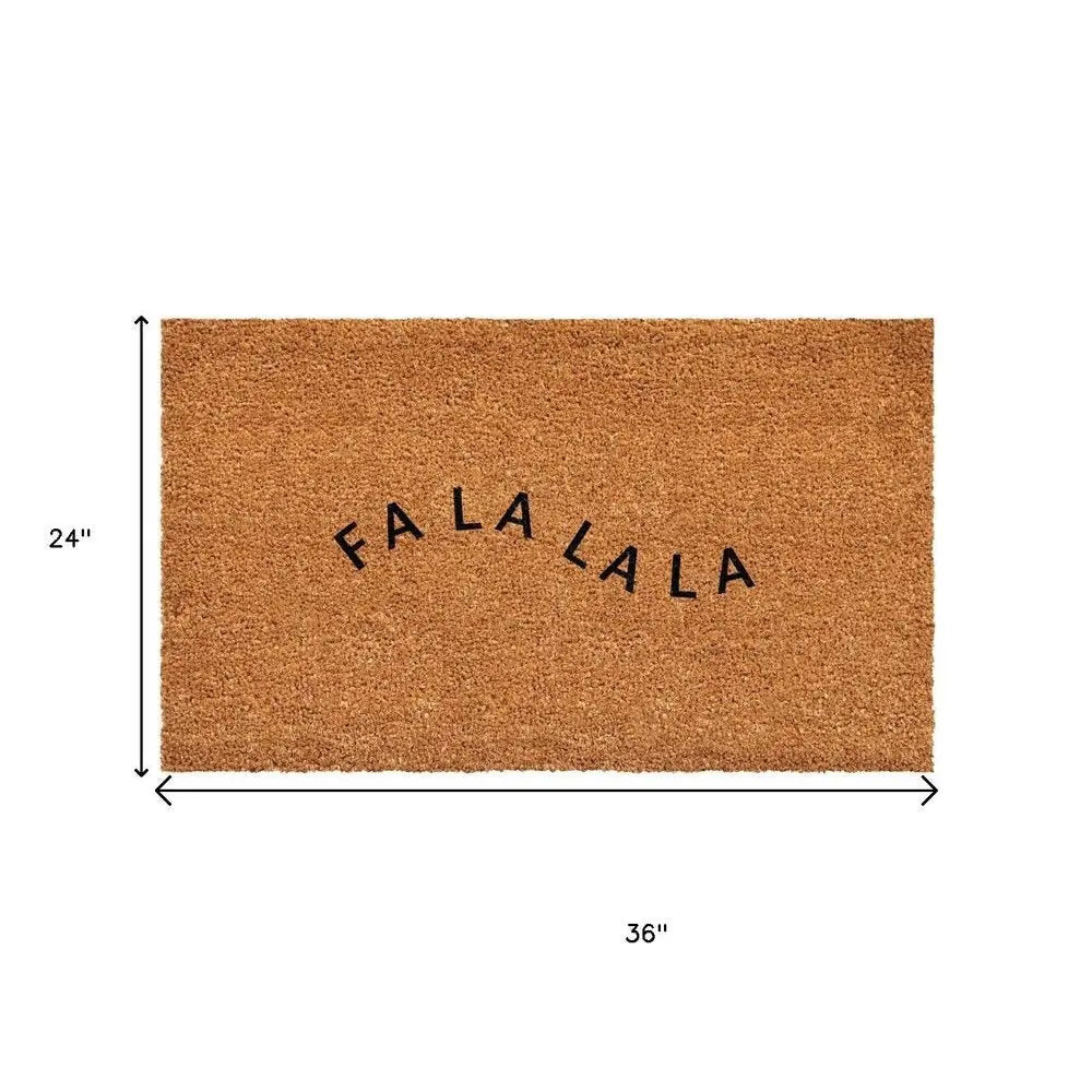 24" X 36" Brown Christmas Fa La La Outdoor Coir Door Mat - NOVA HOME FURNITURE