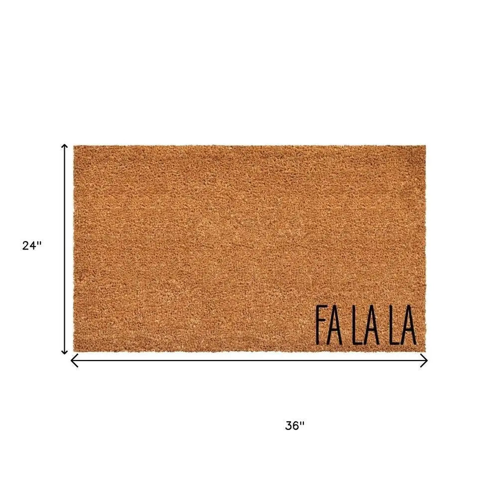 24" X 36" Brown Christmas Fa La La Outdoor Coir Door Mat - NOVA HOME FURNITURE