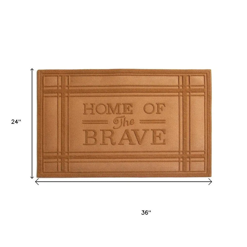 24" X 36" Brown Striped Border Home Of The Brave Outdoor Polypropylene Door Mat - NOVA HOME FURNITURE