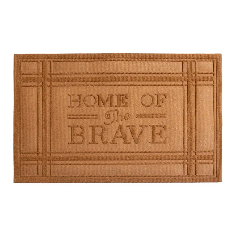 24" X 36" Brown Striped Border Home Of The Brave Outdoor Polypropylene Door Mat - NOVA HOME FURNITURE