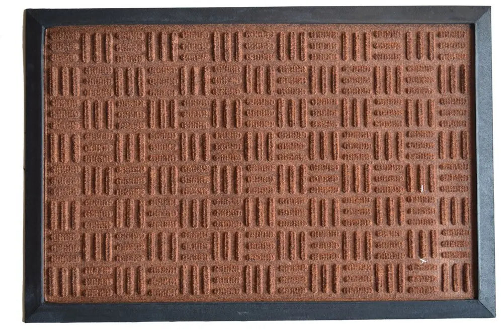 24" X 36" Brown Synthetic Fiber Abstract Outdoor Door Mat - NOBLE HOME INTERIORS