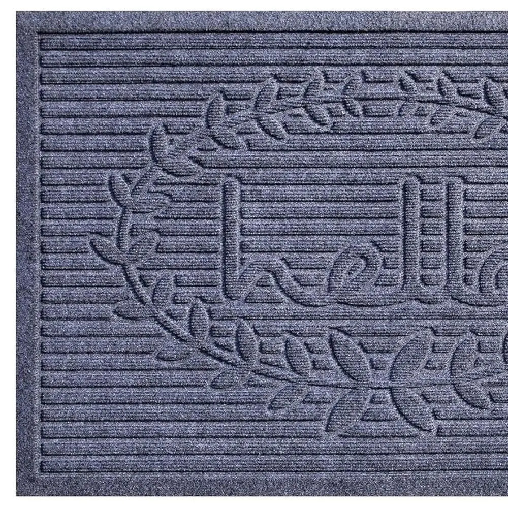 24" X 36" Dark Gray Striped Hello Outdoor Polypropylene Door Mat - NOBLE HOME INTERIORS