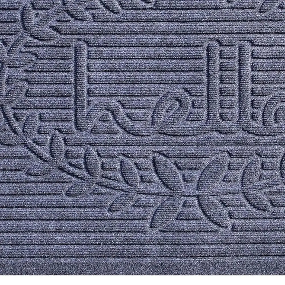 24" X 36" Dark Gray Striped Hello Outdoor Polypropylene Door Mat - NOBLE HOME INTERIORS