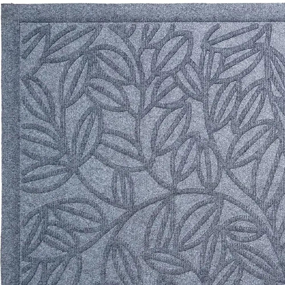 24" X 36" Gray Botanical Leaves Outdoor Polypropylene Door Mat - NOBLE HOME INTERIORS