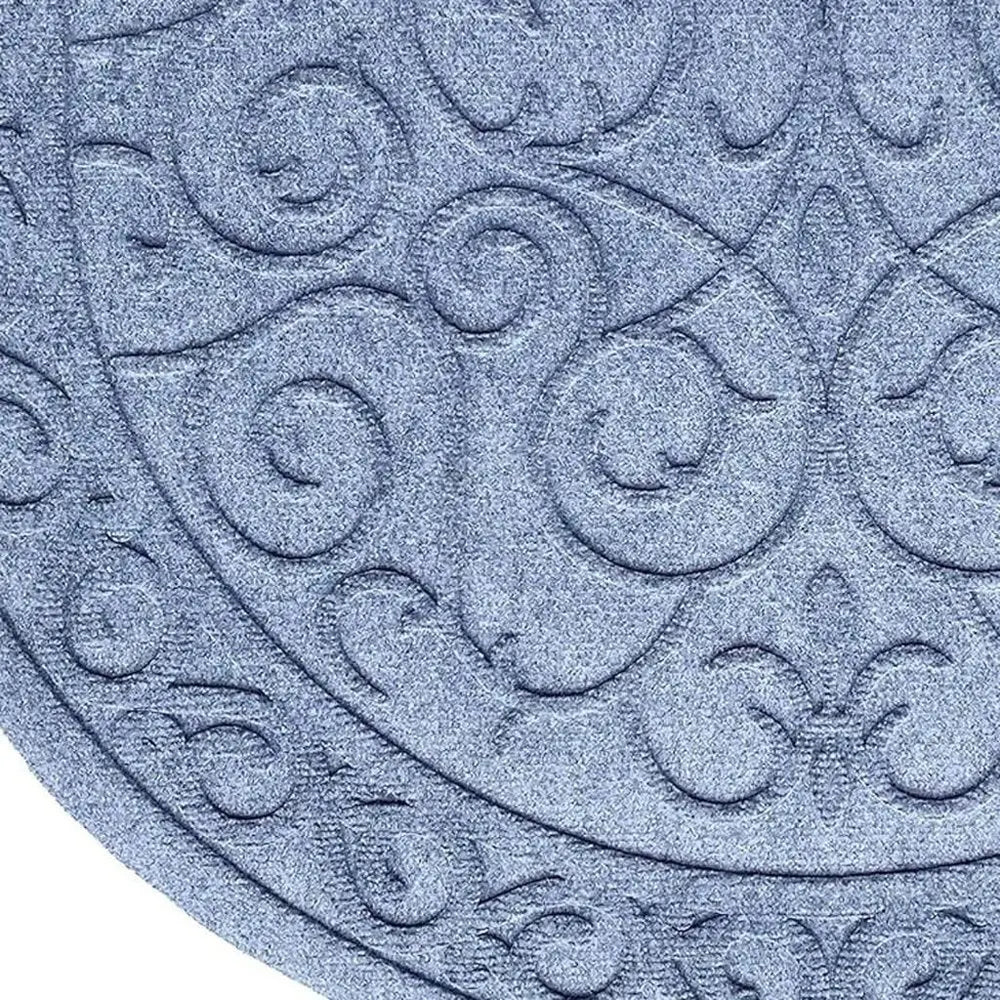 24" X 36" Gray Scrollwork Semi Circle Outdoor Polypropylene Door Mat - NOBLE HOME INTERIORS