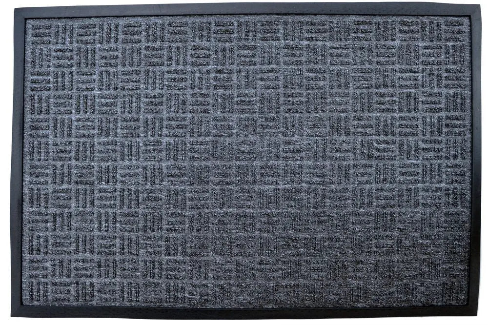 24" X 36" Gray Synthetic Fiber Abstract Outdoor Door Mat - NOBLE HOME INTERIORS