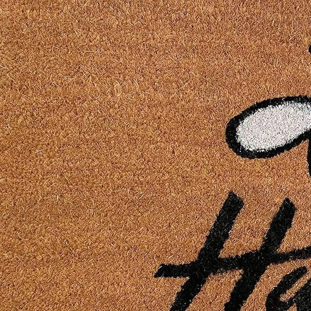 24" X 36" Natural and Black Coir Bumblee Bee Happy Outdoor Door Mat - NOBLE HOME INTERIORS