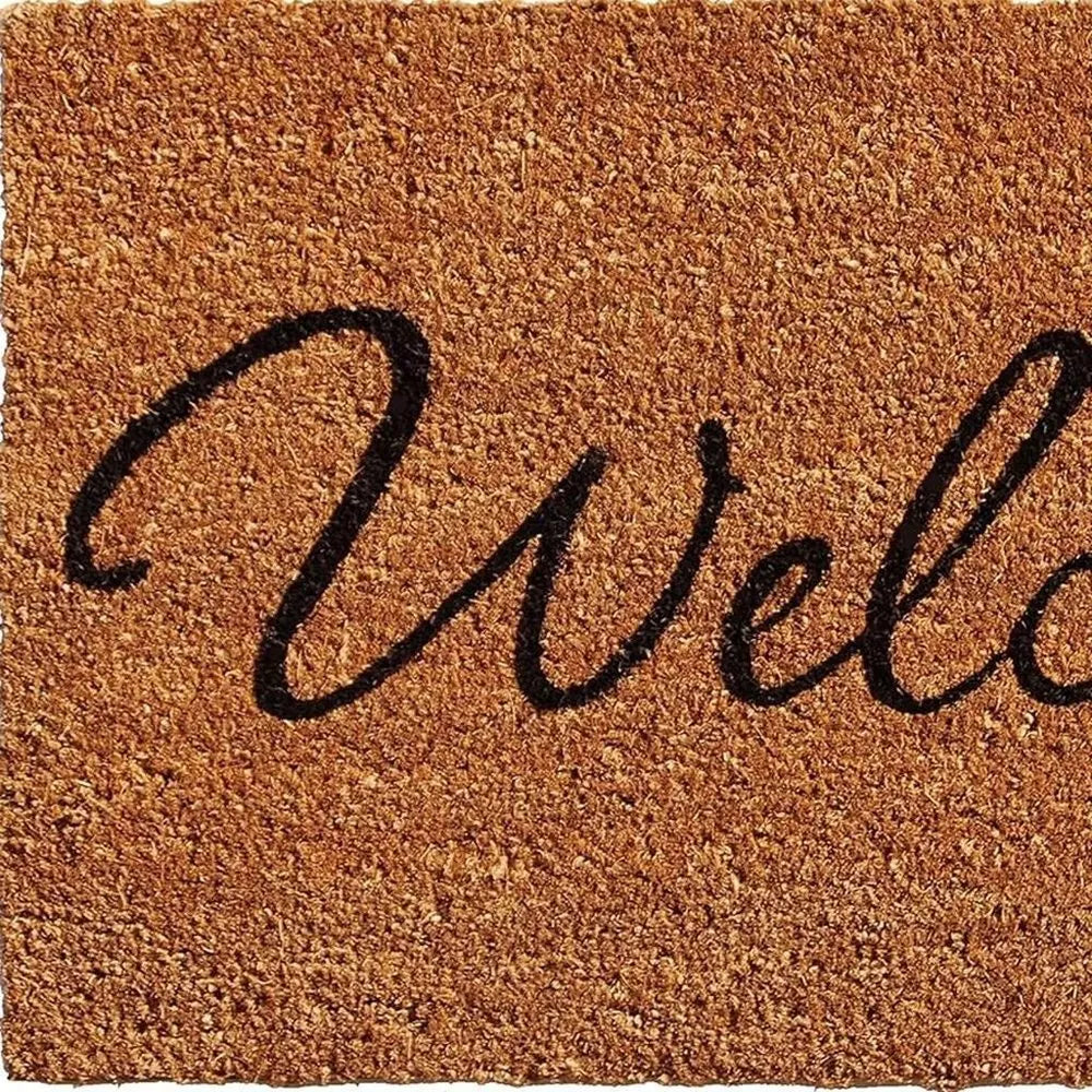 24" X 36" Natural And Black Owl Welcome Outdoor Coir Door Mat - NOBLE HOME INTERIORS