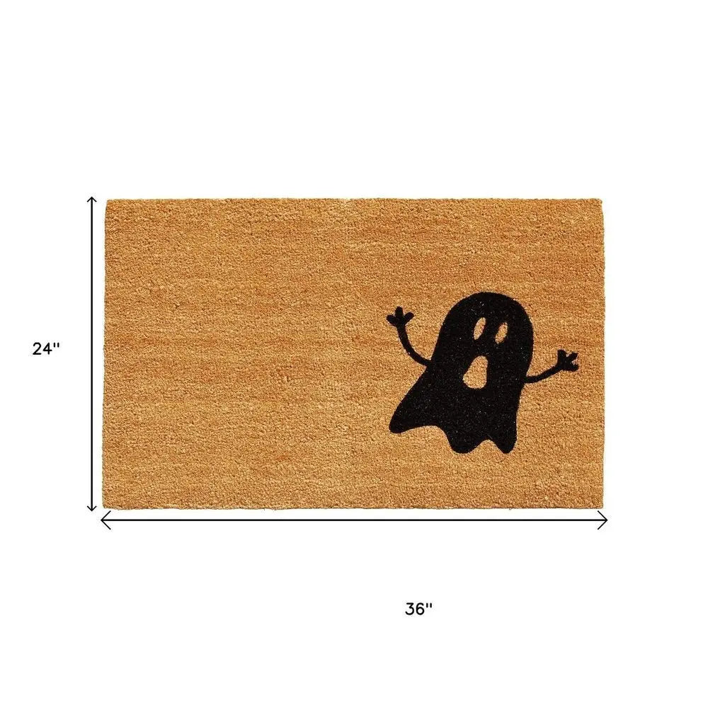 24" X 36" Natural And Brown Halloween Halloween Outdoor Coir Door Mat - NOVA HOME FURNITURE
