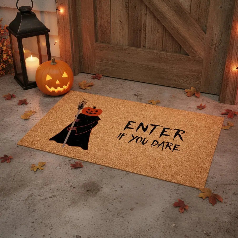 24" X 36" Natural And Brown Halloween Halloween Outdoor Coir Door Mat - NOBLE HOME INTERIORS
