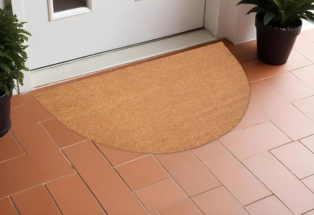 24" X 36" Natural Coir Solid Color Outdoor Semi Circle Door Mat - NOBLE HOME INTERIORS