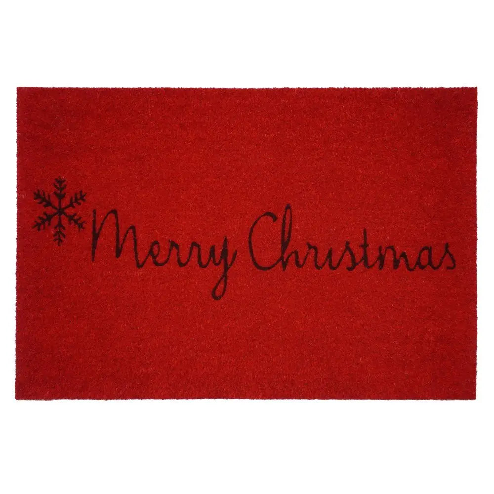 24" X 36" Red and Black Coir Merry Christmas Outdoor Christmas Door Mat - NOBLE HOME INTERIORS