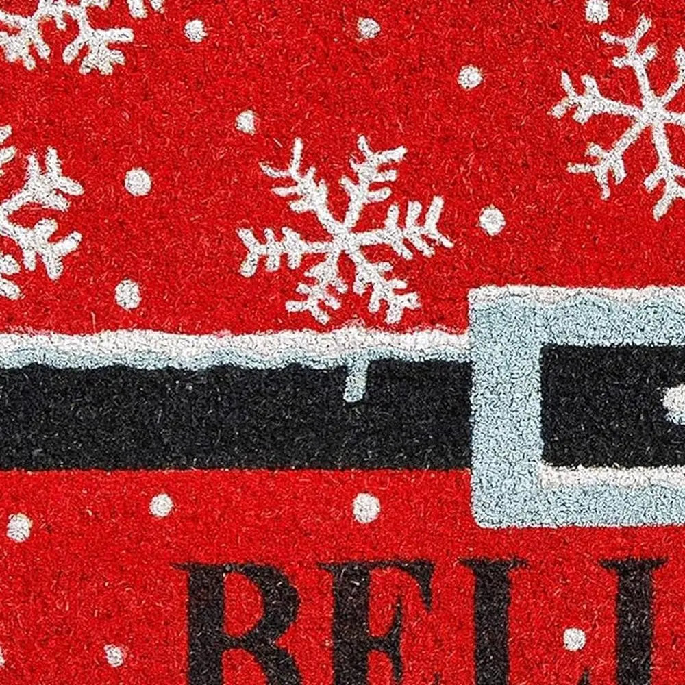 24" X 36" Red And Black Coir Snowflake Outdoor Christmas Door Mat - NOBLE HOME INTERIORS