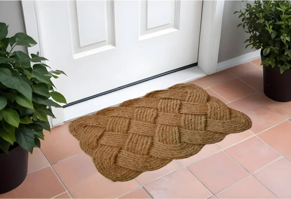 24" X 37" Brown Coir Weave Outdoor Door Mat - NOBLE HOME INTERIORS