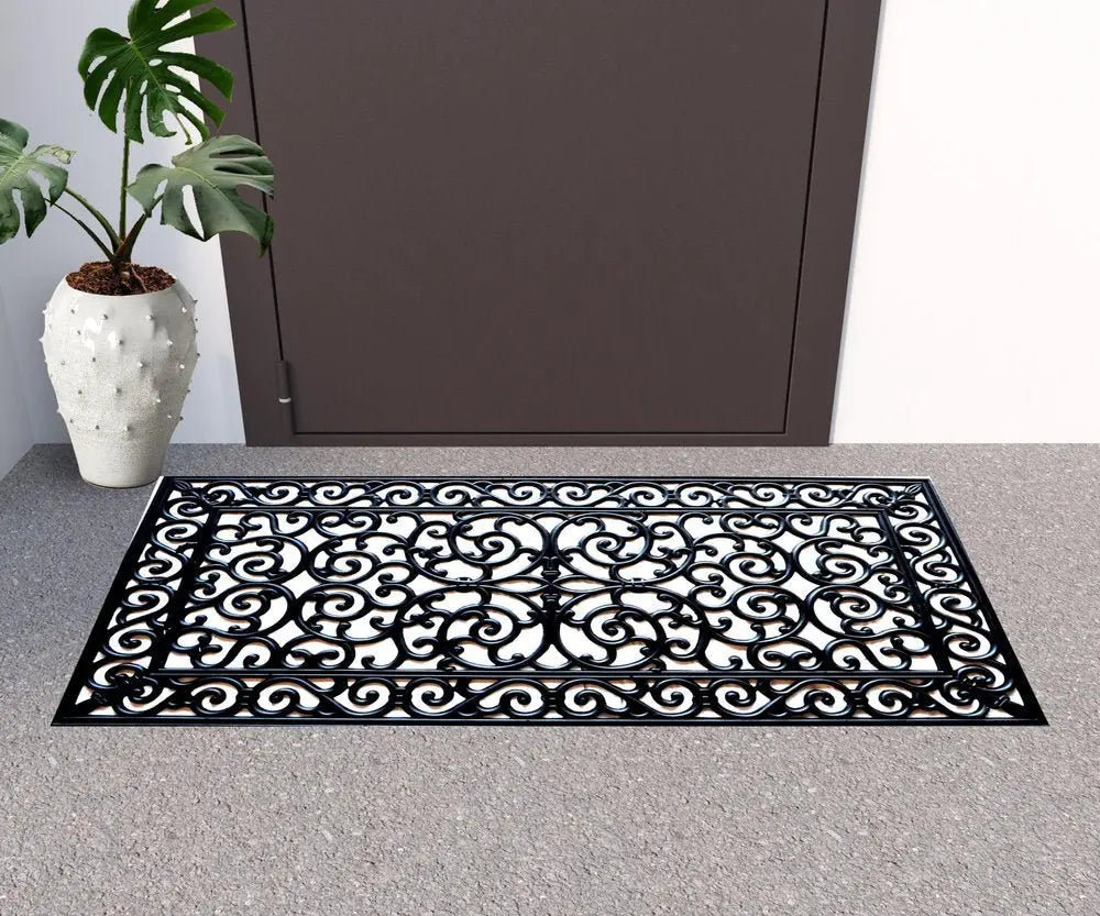 24" X 48" Black Rubber Outdoor Door Mat - NOBLE HOME INTERIORS