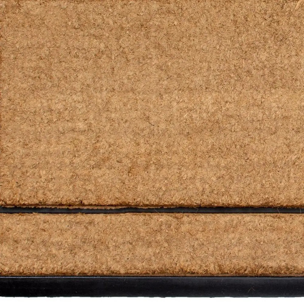 24" X 48" Natural And Black Striped Border Outdoor Coir And Rubber Door Mat - NOBLE HOME INTERIORS