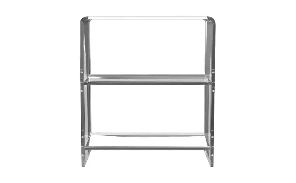25" Clear Plastic Two Tier Bookcase - NOBLE HOME INTERIORS