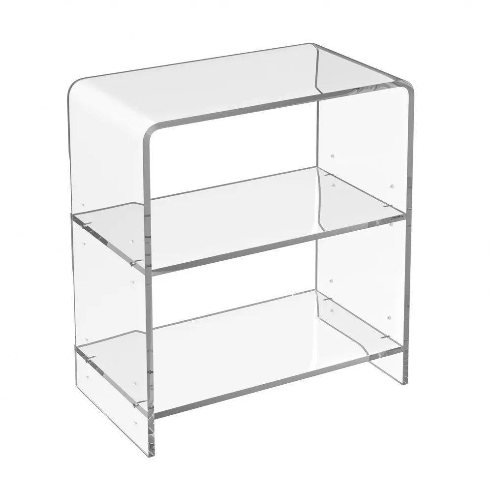 25" Clear Plastic Two Tier Bookcase - NOBLE HOME INTERIORS