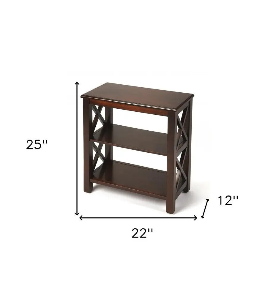 25" Dark Brown Two Tier Standard Bookcase - NOBLE HOME INTERIORS