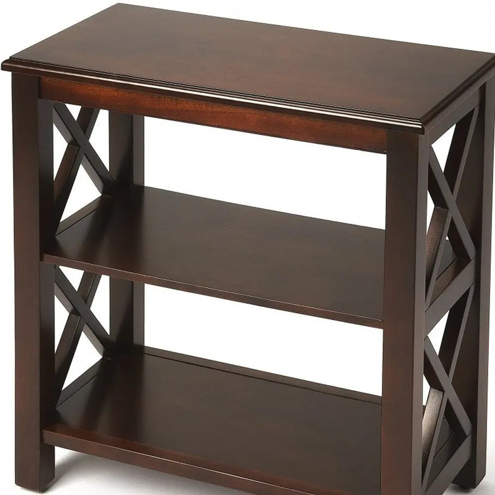 25" Dark Brown Two Tier Standard Bookcase - NOBLE HOME INTERIORS